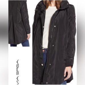 Via Spiga Packable Hooded Black Raincoat Women’s Plus Size 3X